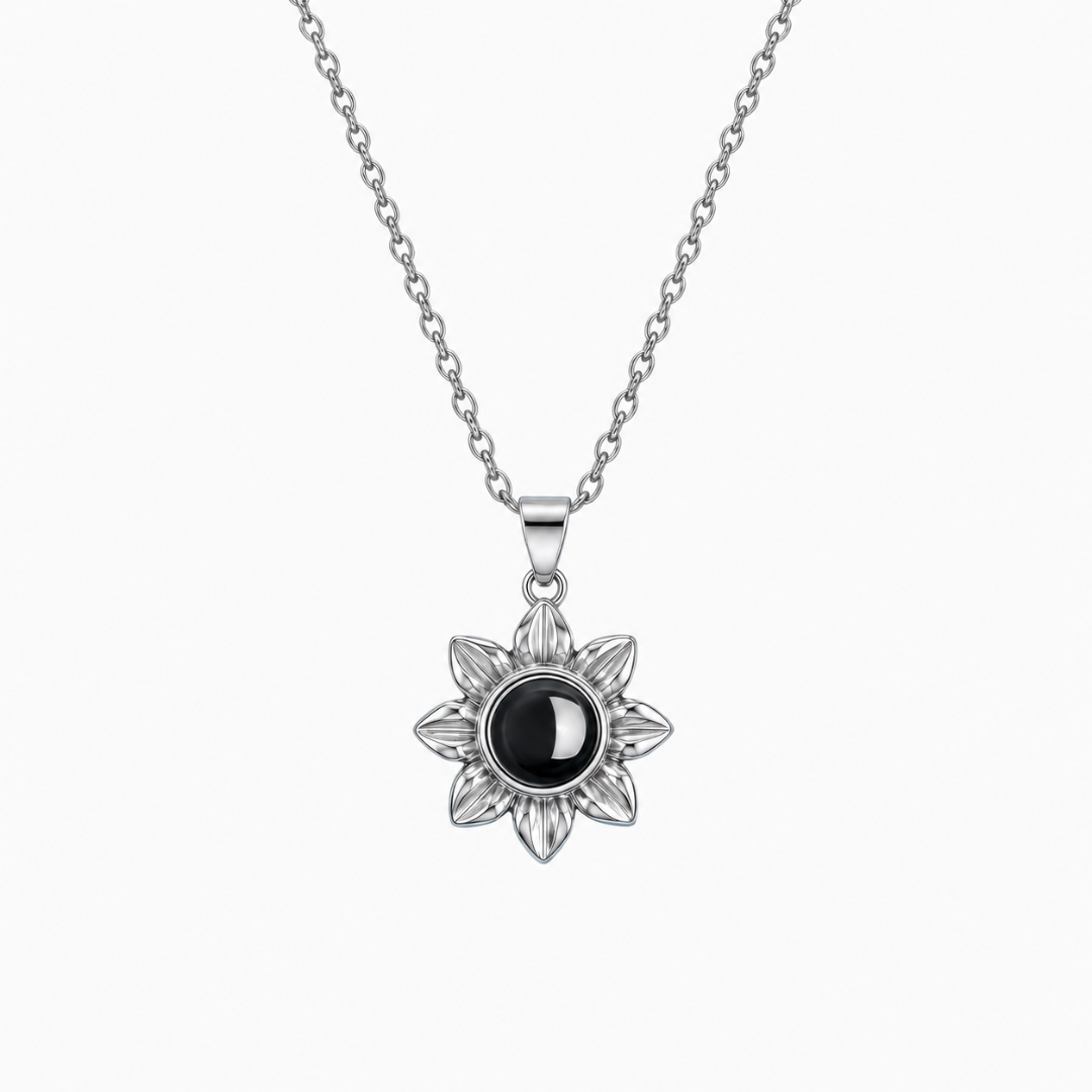 Personalized Photo Projection Necklace Sunflower Custom Gift
