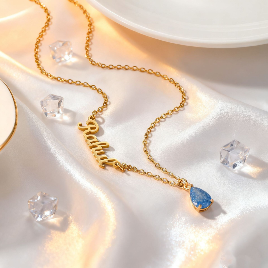 Custom Name Necklace with Birthstones