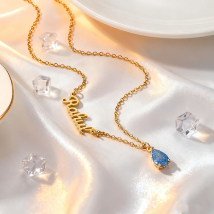 Custom Name Necklace with Birthstones