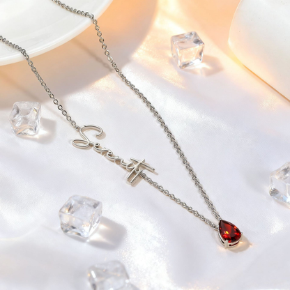 Custom Name Necklace with Birthstones
