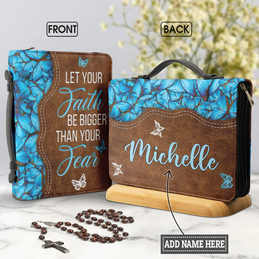 Leauni Personalized Faux Leather Bible Cover Case " Let Your Faith Be Bigger Than Your Fear" Leauni