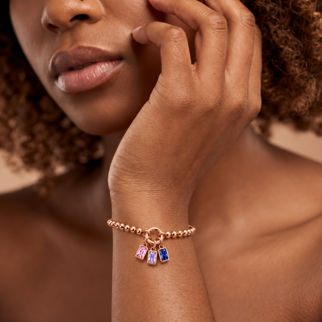 Personalized Square-cut Birthstone Bracelet