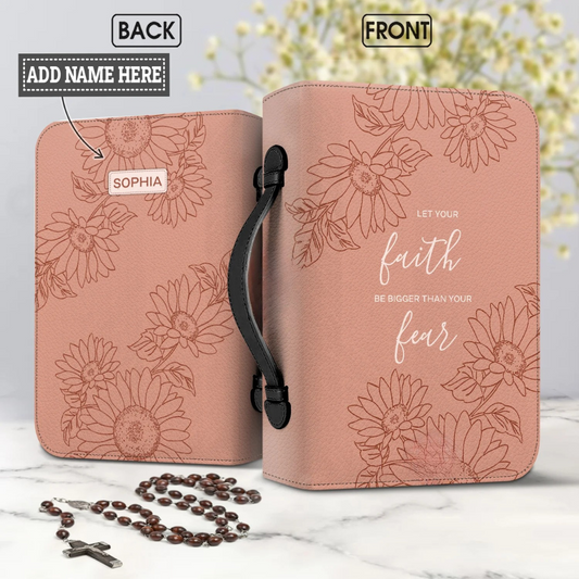 Leauni Personalized " Let Your Faith Be Bigger Than Your Fear" Bible Cover Case Leauni