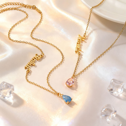 Custom Name Necklace with Birthstones