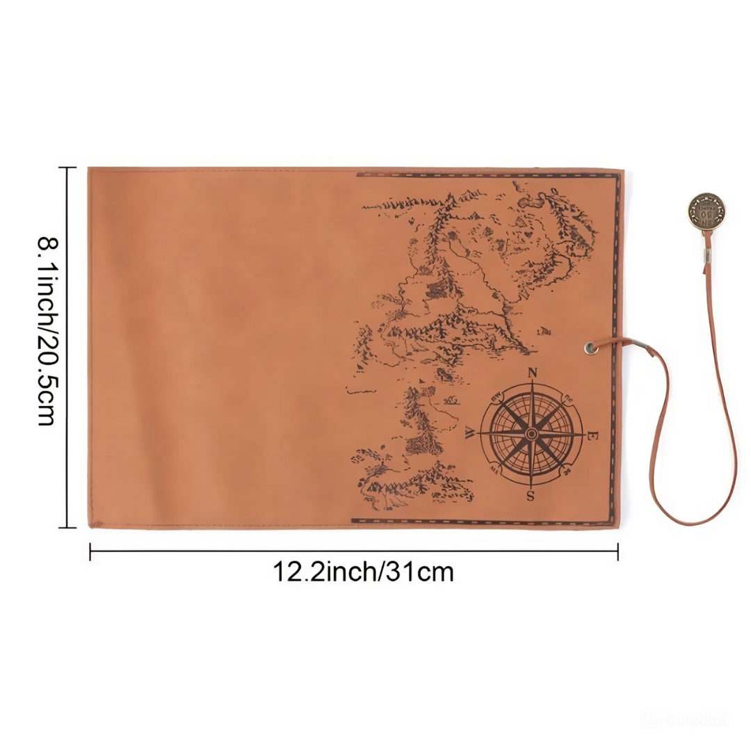 Leauni Treasure Map Roll-Up Pencil Pouch – Vintage-Style Pen and Pencil Holder Leauni
