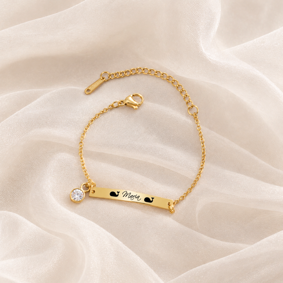 Personalized Mother Daughter Bracelet Set with Custom Name and Birthstone