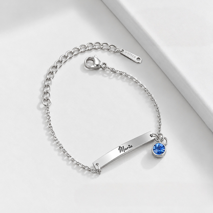 Personalized Mother Daughter Bracelet Set with Custom Name and Birthstone