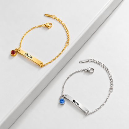 Personalized Mother Daughter Bracelet Set with Custom Name and Birthstone