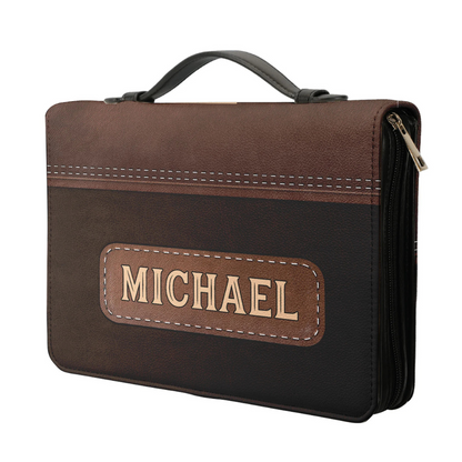 Leauni Personalized Faux Leather Bible Cover Case " The Lord is My Strength and My Shield" Leauni