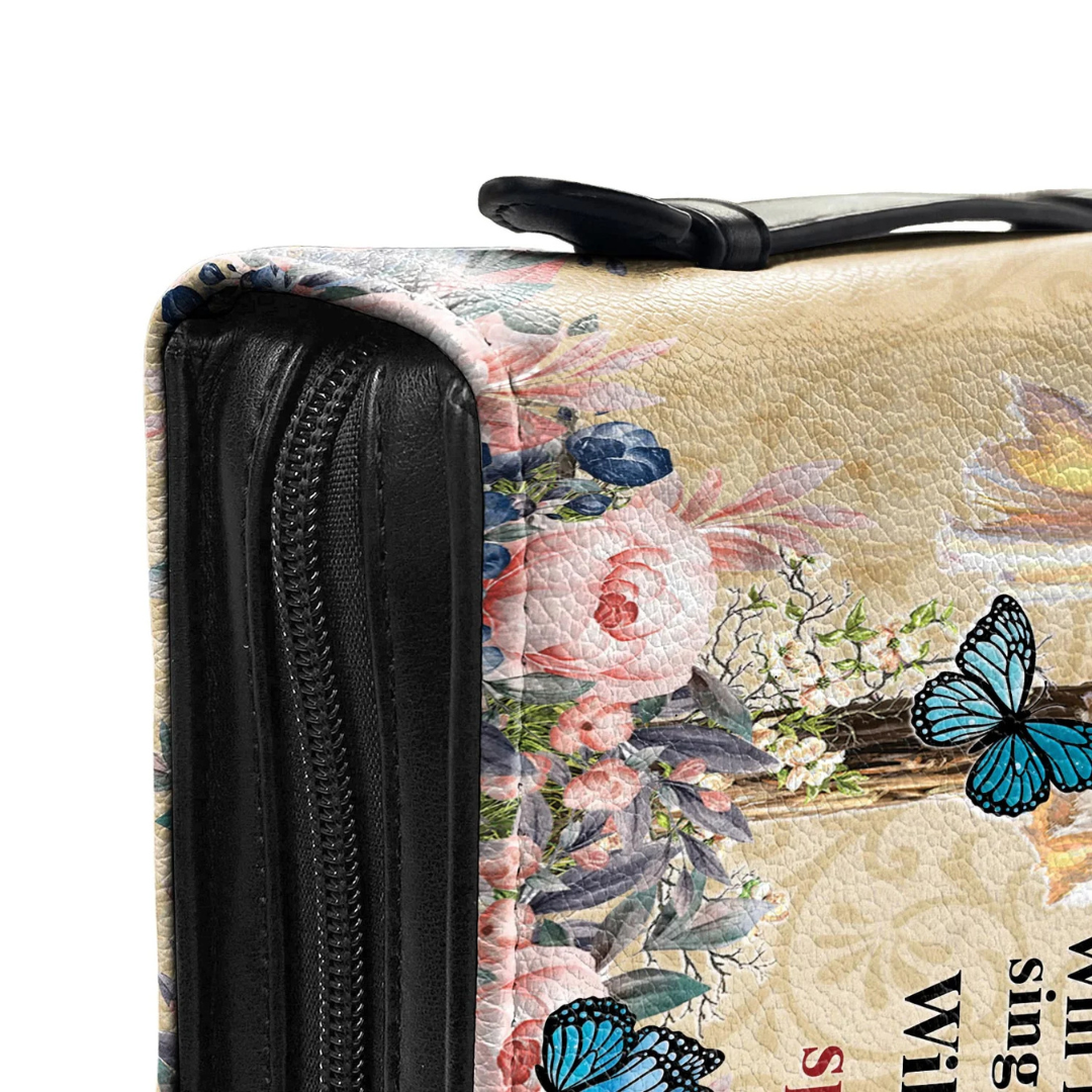 Leauni Personalized Faux Leather Bible Cover Case " I Can Only Imagine Butterfly Flower" Leauni