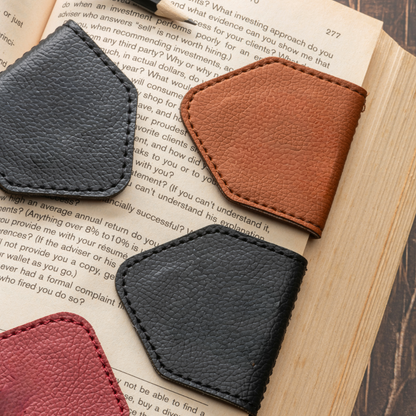 Leauni Personalized Embroidery Magnetic Leather Bookmark (Best Gift For Book Lover)