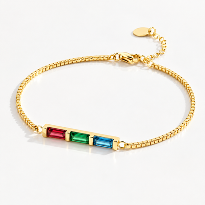 Personalized Baguette Birthstone Bracelet Best Gift for Family