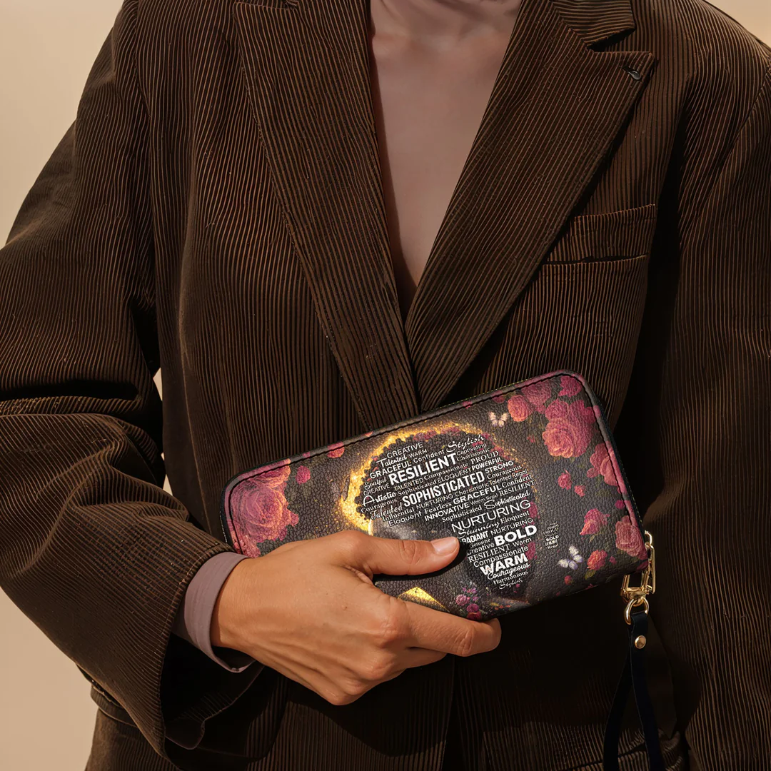 Leauni Premium Leather Long Wallet for Black Queen