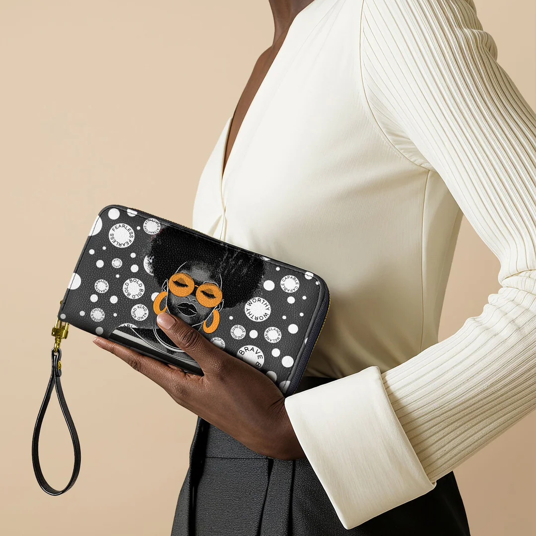 Leauni Portefeuille long en cuir de qualité supérieure pour une Reine noire