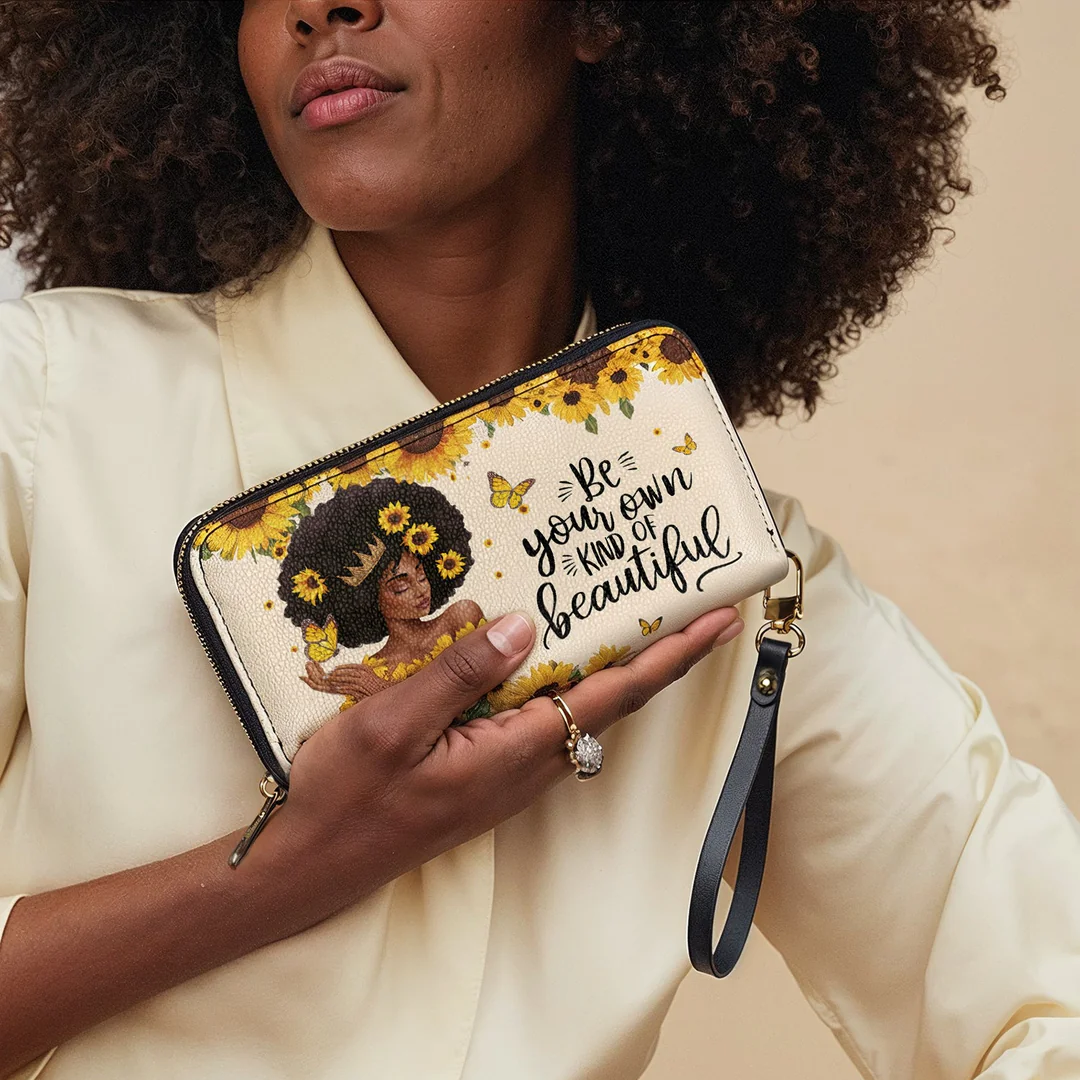 Leauni Portefeuille long en cuir de qualité supérieure pour une Reine noire