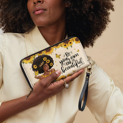 Leauni Portefeuille long en cuir de qualité supérieure pour une Reine noire