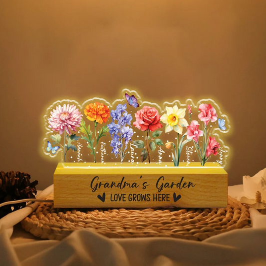 Leauni Custom Birth Month Flowers Mother's Day Night Light Gift Leauni