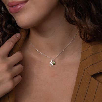 Personalized Initials And Birthstone Stainless Steel Necklace