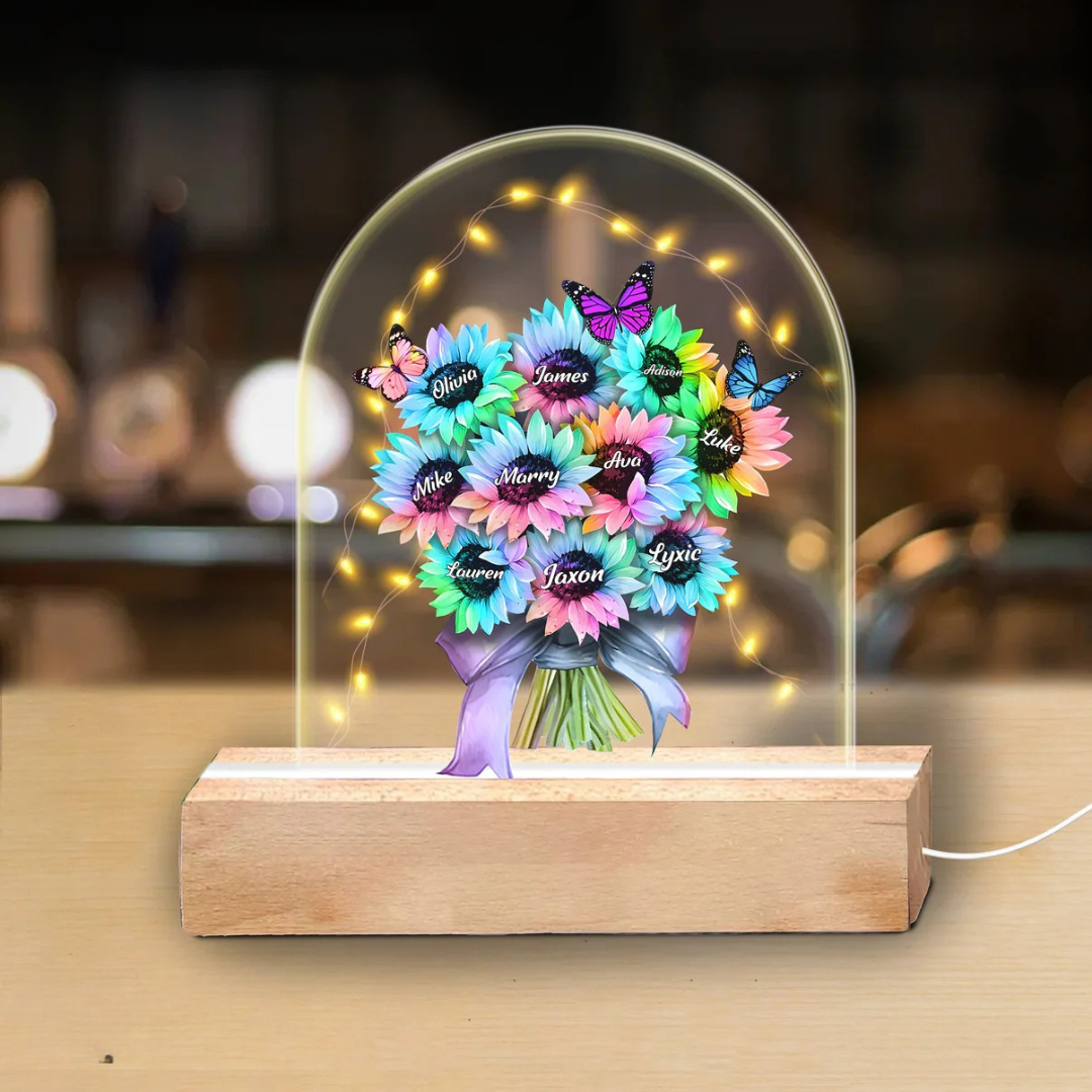 Leauni  Personalized Flower Acrylic Mother's Day Night Light Gift Leauni