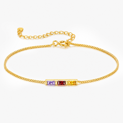 Personalized Baguette Birthstone Bracelet Best Gift for Family