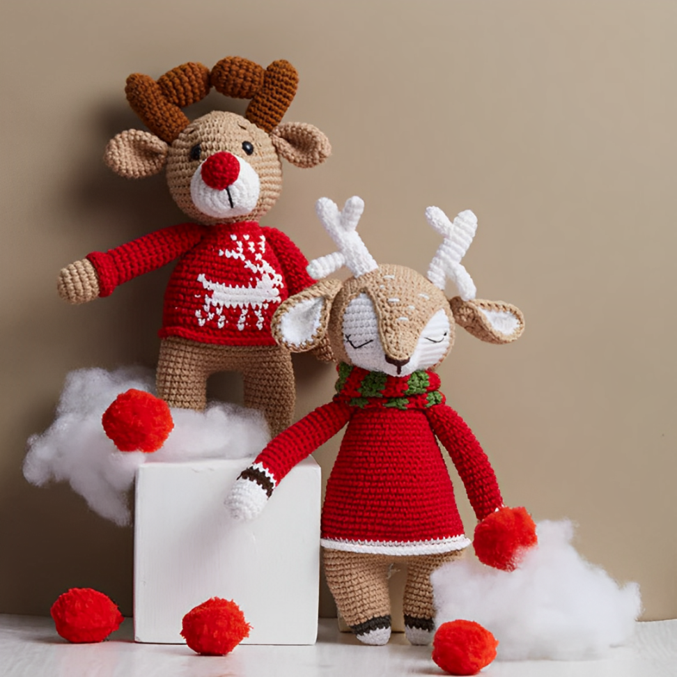 Leauni Rudolph Reindeer Crochet Stuffed Animal