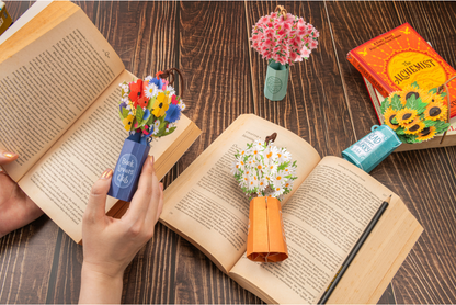 Leauni Elegant Flower Bouquet 3D Pop-up Bookmark - New Pop-Mark (Best Gift For Book Lover)