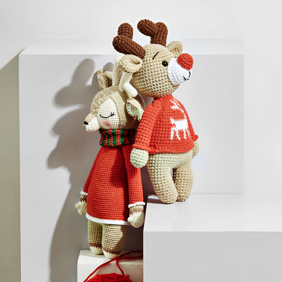 Leauni Rudolph Reindeer Crochet Stuffed Animal