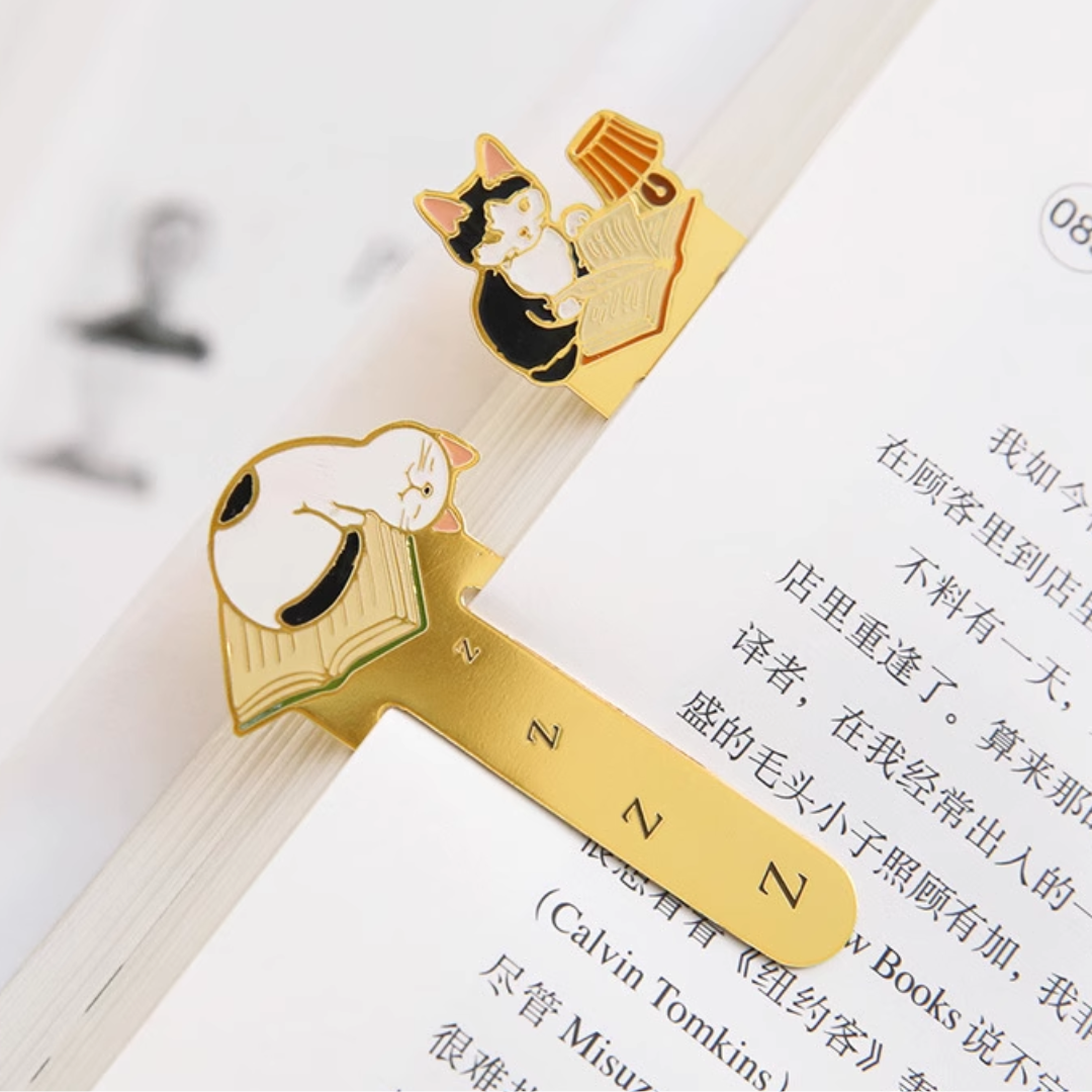 Leauni Metal Cat Bookmark Cute Firm Clip-on Reading Book Charm Leauni