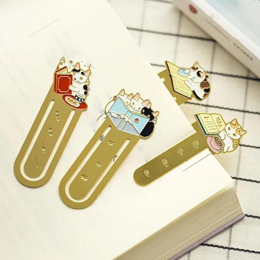 Leauni Metal Cat Bookmark Cute Firm Clip-on Reading Book Charm Leauni