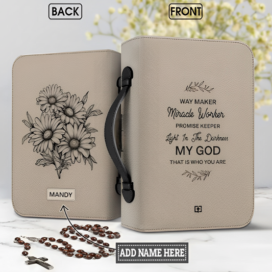 Leauni Minimalism Daisy "Way Maker Miracle Worker" Bible Cover Leauni