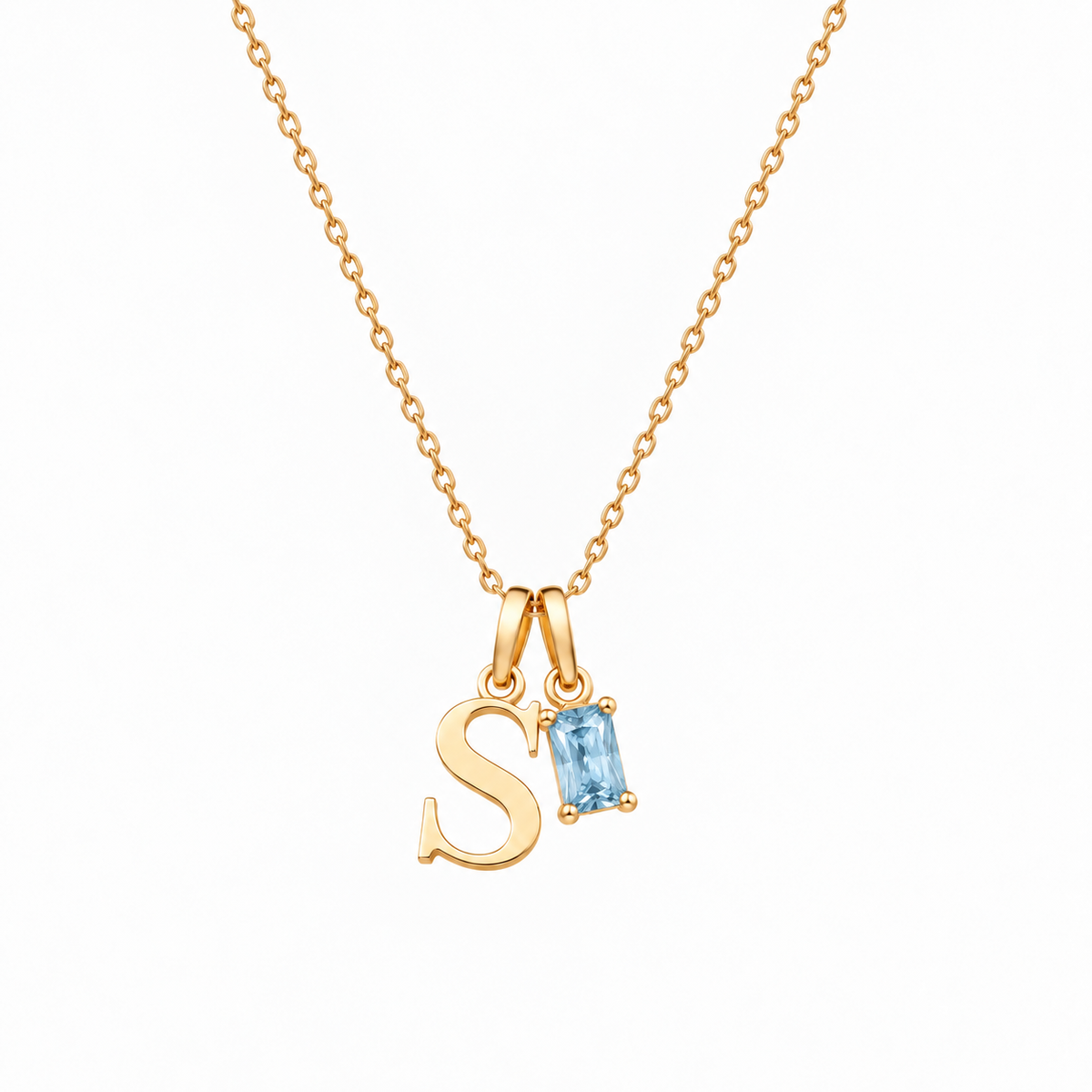 Personalized Letter And Birthstone Stainless Steel Necklace