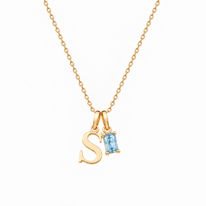Personalized Letter And Birthstone Stainless Steel Necklace