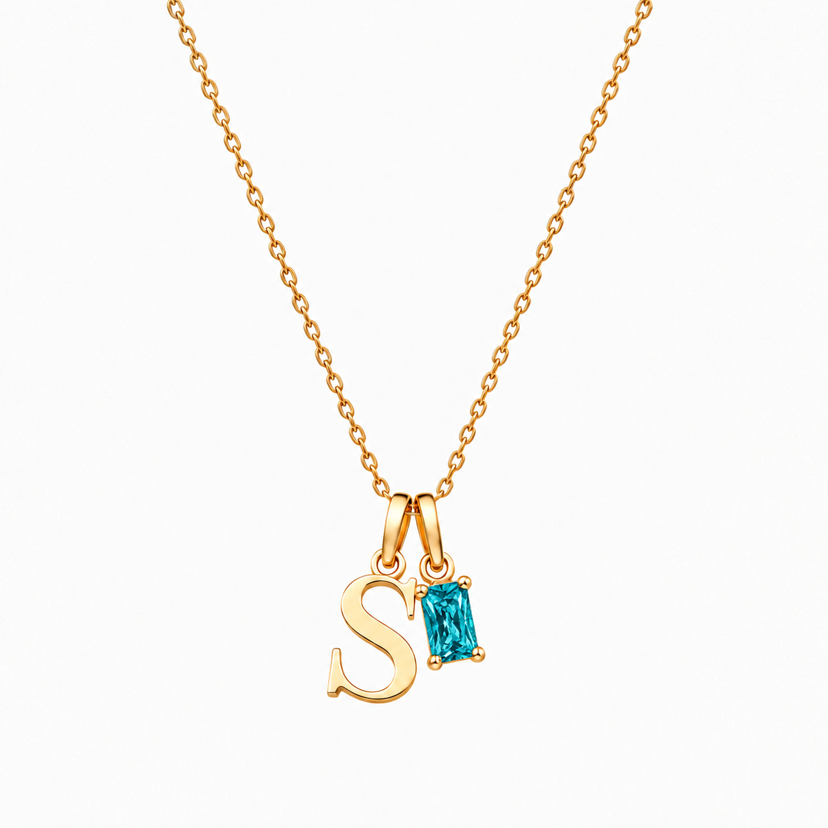 Personalized Letter And Birthstone Stainless Steel Necklace