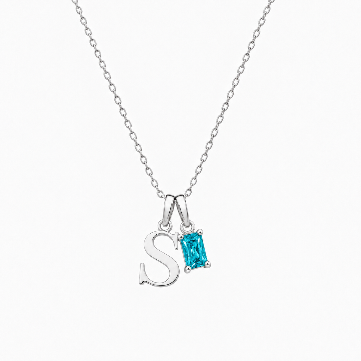 Personalized Letter And Birthstone Stainless Steel Necklace