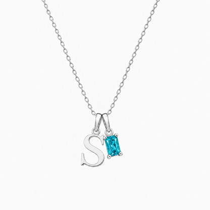 Personalized Letter And Birthstone Stainless Steel Necklace