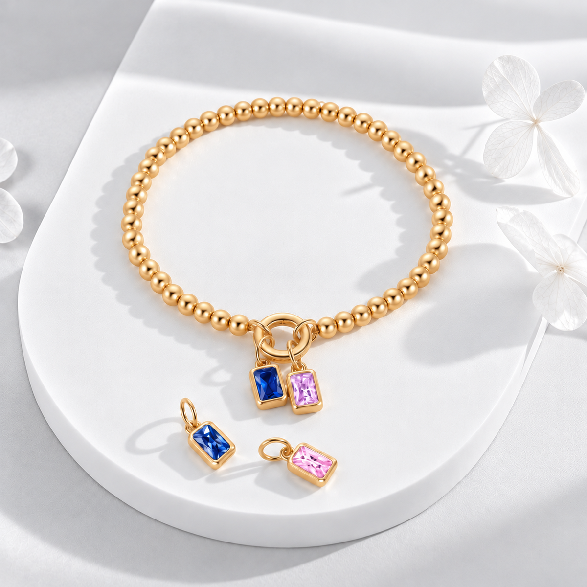 Personalized Square-cut Birthstone Bracelet