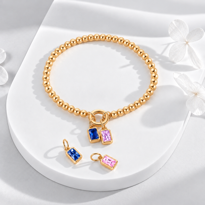 Personalized Square-cut Birthstone Bracelet