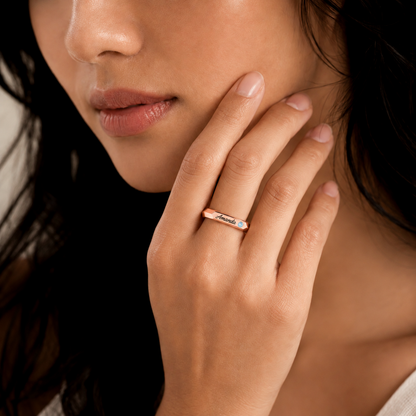 Signet Custom Birthstone Ring with Name Engraving