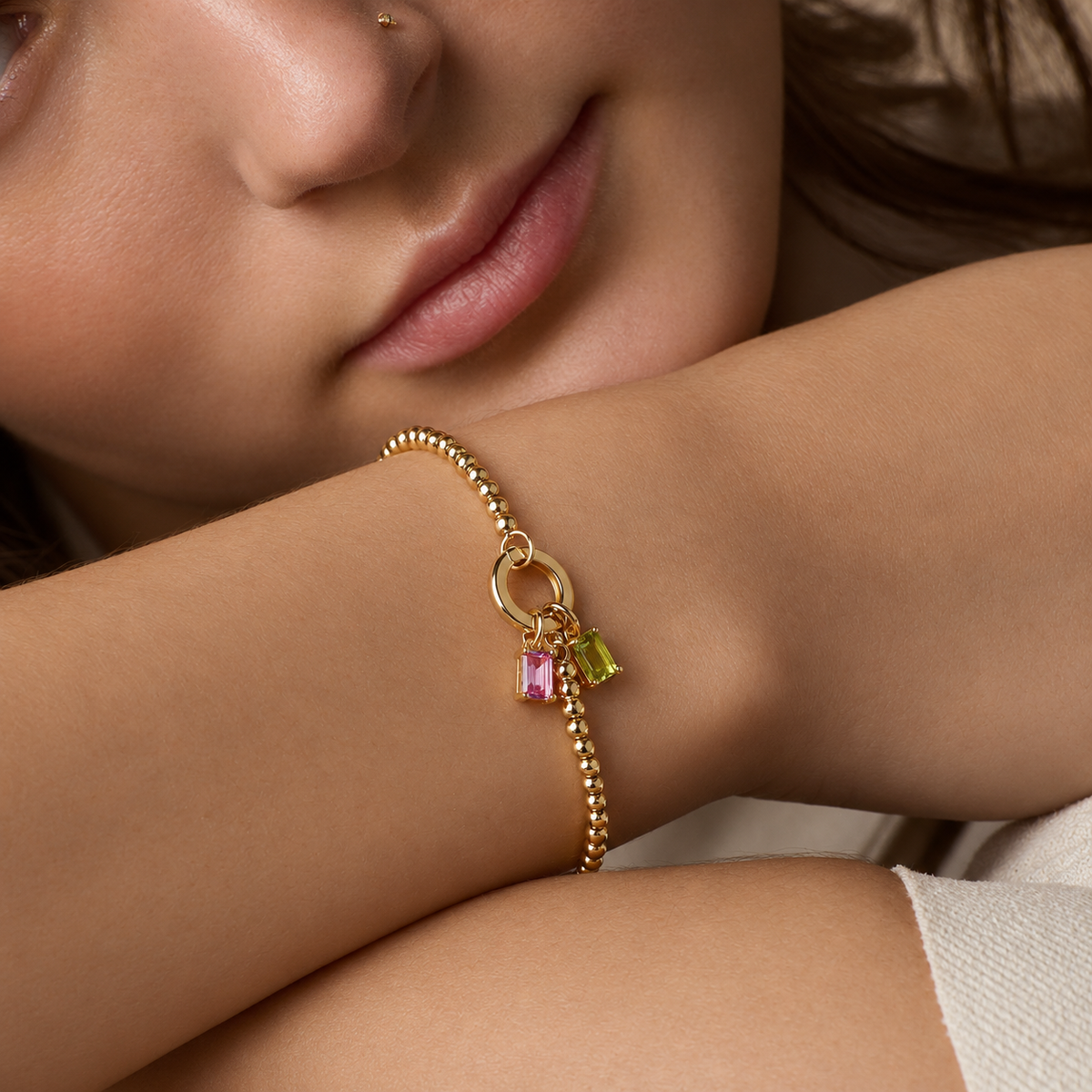 Personalized Square-cut Birthstone Bracelet