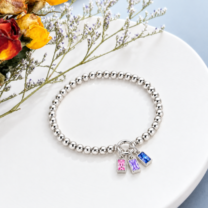 Personalized Square-cut Birthstone Bracelet