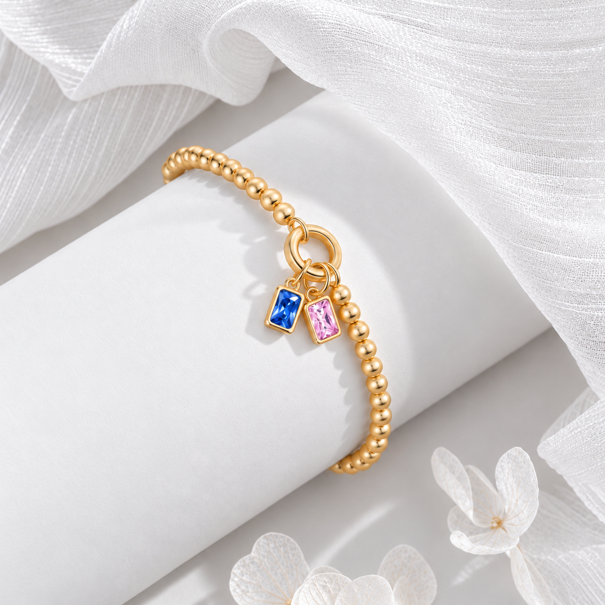 Personalized Square-cut Birthstone Bracelet