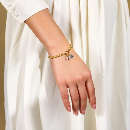 Personalized Square-cut Birthstone Bracelet