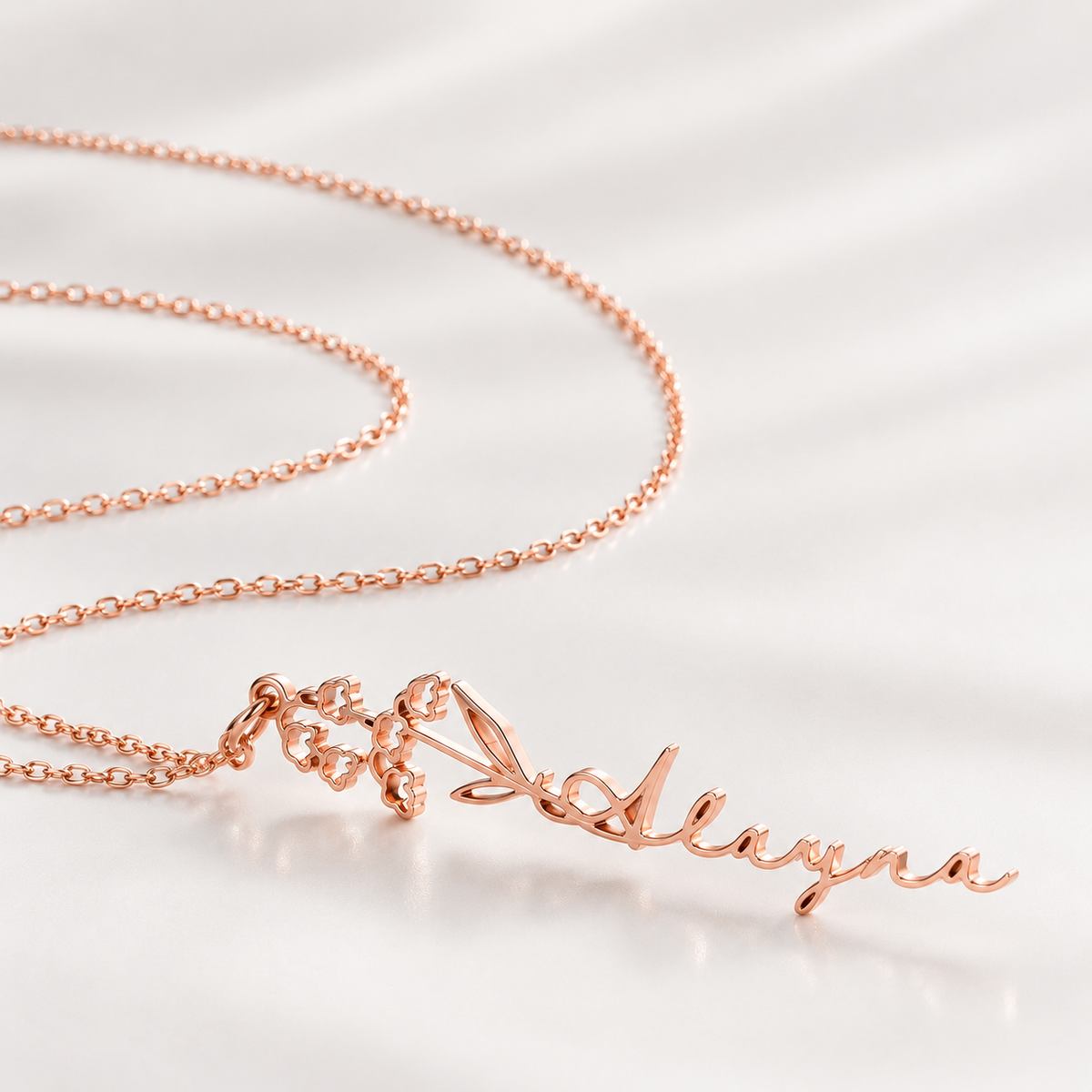 Personalized Name Necklace with Birth Flower