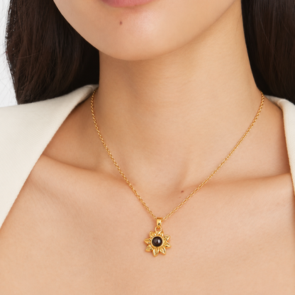 Personalized Photo Projection Necklace Sunflower Custom Gift