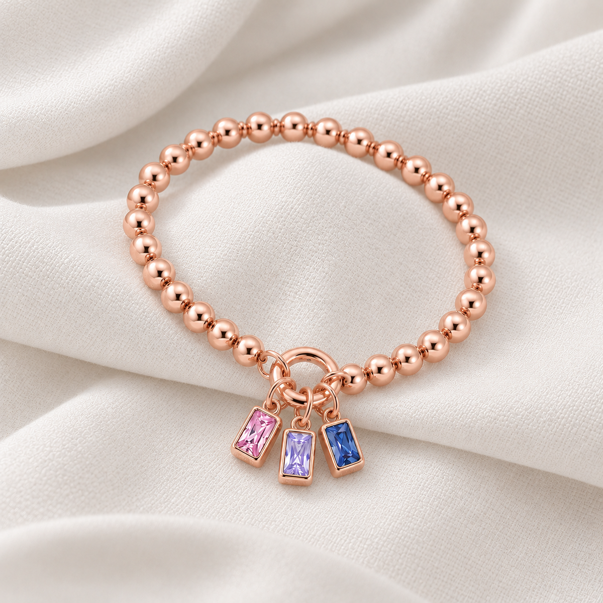 Personalized Square-cut Birthstone Bracelet