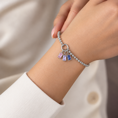 Personalized Square-cut Birthstone Bracelet