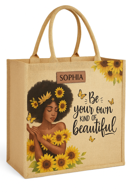 Leauni Sac fourre-tout en jute personnalisé pour femmes élégantes et puissantes