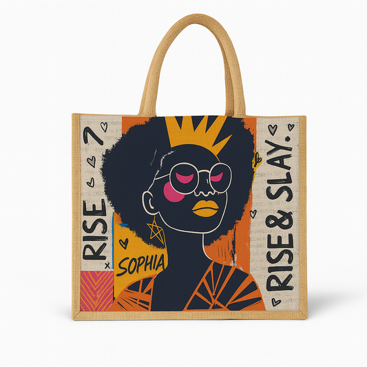 Leauni Sac fourre-tout en jute personnalisé pour femmes élégantes et puissantes