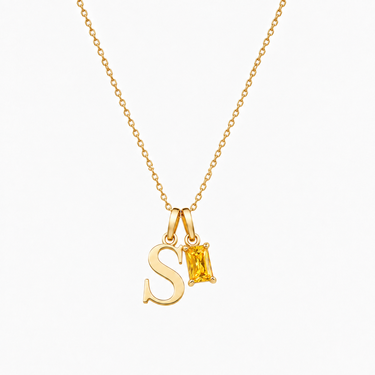 Personalized Letter And Birthstone Stainless Steel Necklace