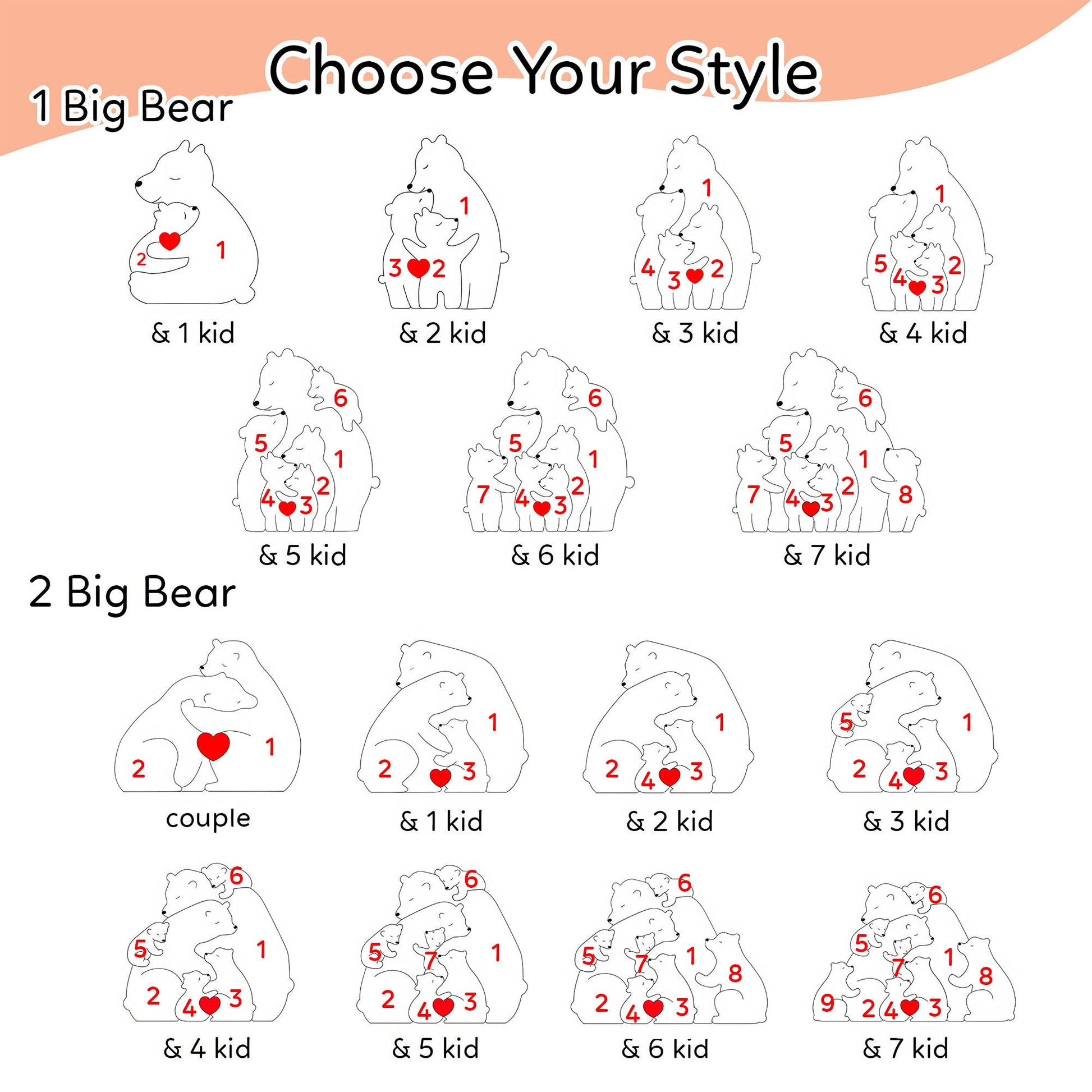 Leauni Personalized Bear Family Animal Puzzle Name Photo Frame - Warm Mother's Day Gift Leauni